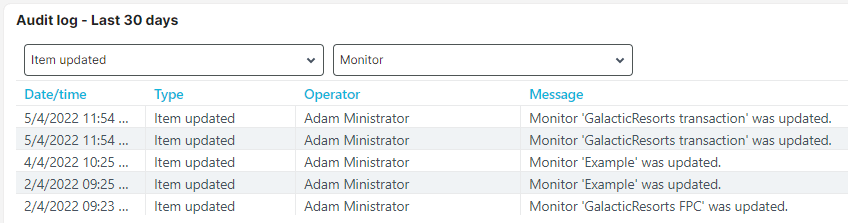 Audit Log-Filter