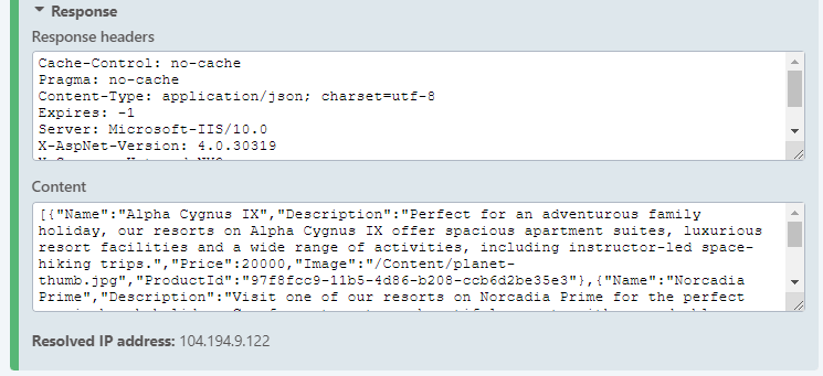 Aufgelöste IP-Adresse bei MSA-Ergebnissen