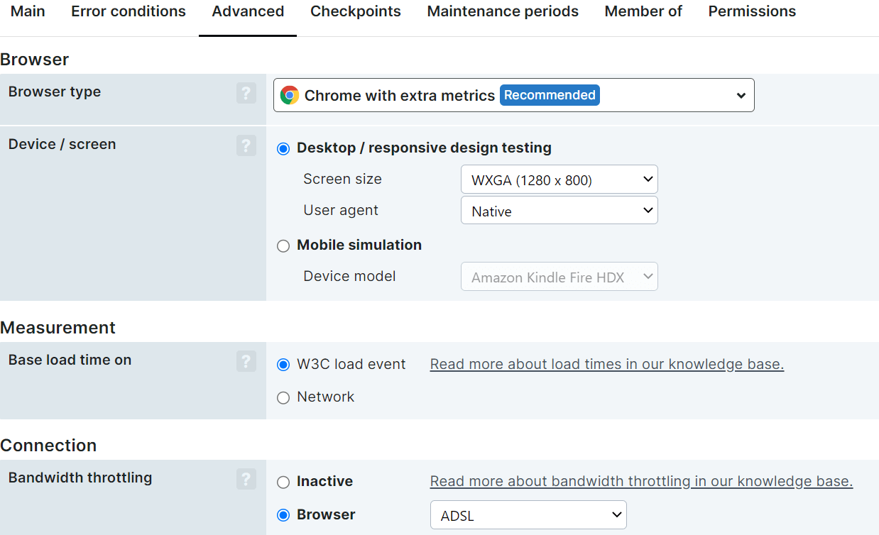 Bandbreiten-Drosselung – browserbasiert