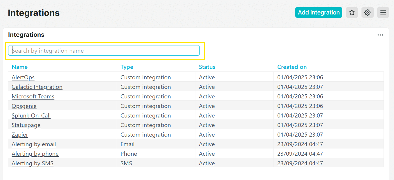 Filter Integrationen