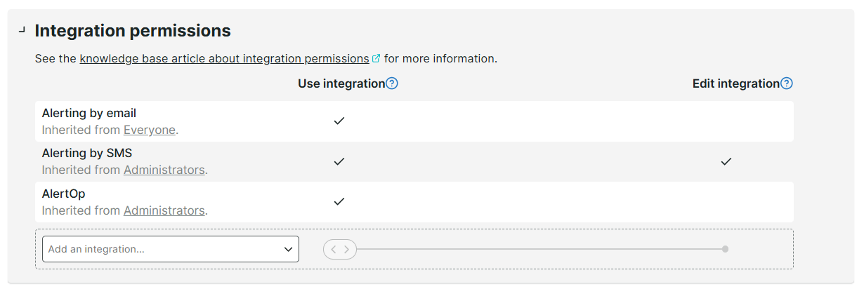 Berechtigungen für Integrationen