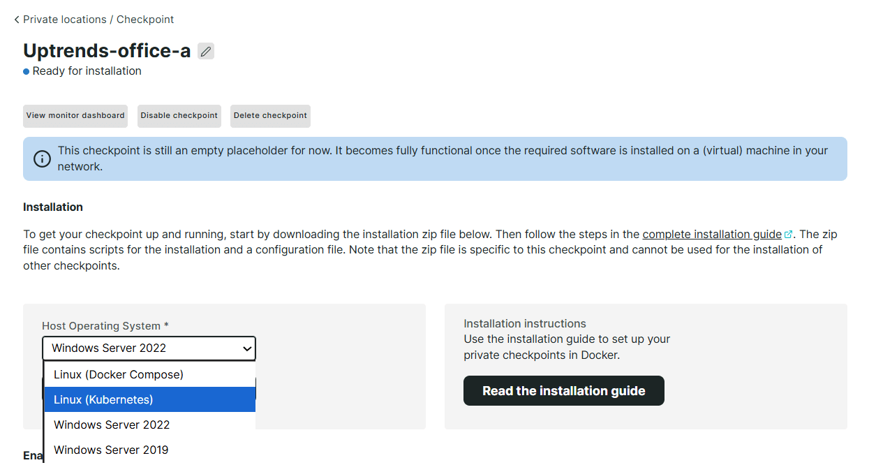 Einrichtung Linux Kubernetes Private Locations