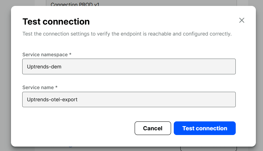 Testen einer Verbindung zum Uptrends OpenTelemetry Export