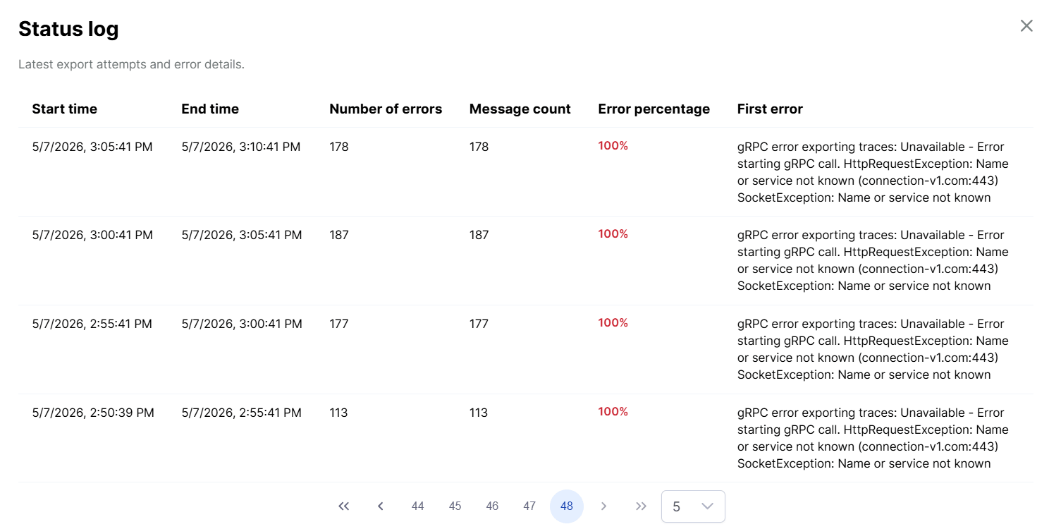 Anzeigen von Protokolldetails zum Uptrends OpenTelemetry Export