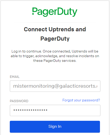 PagerDuty Anmeldeportal