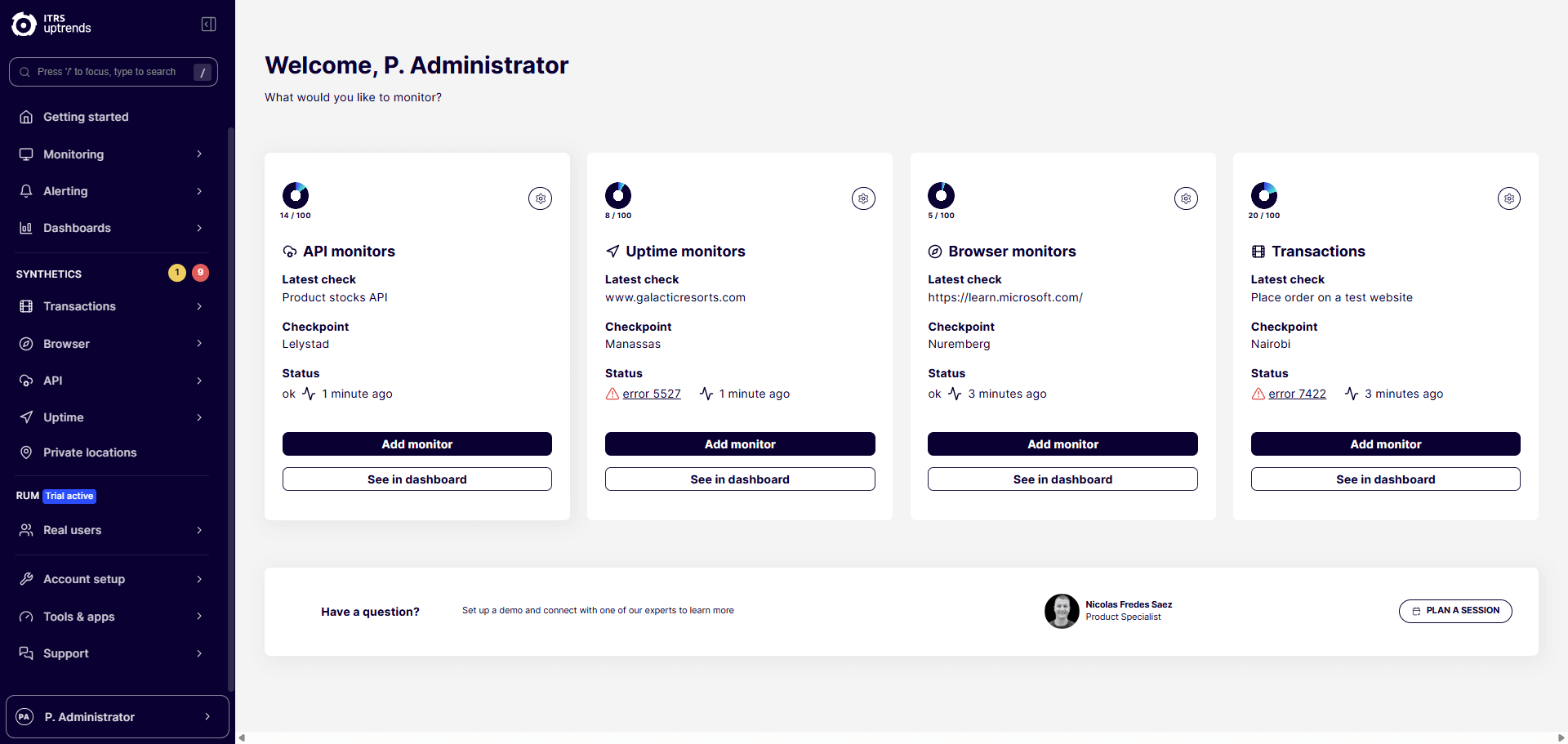 Screenshot der Benutzeroberfläche