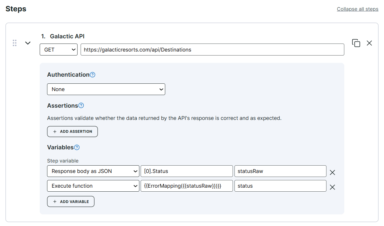 Anwenden der Error Mapping-Funktion aus der JSON-Antwort