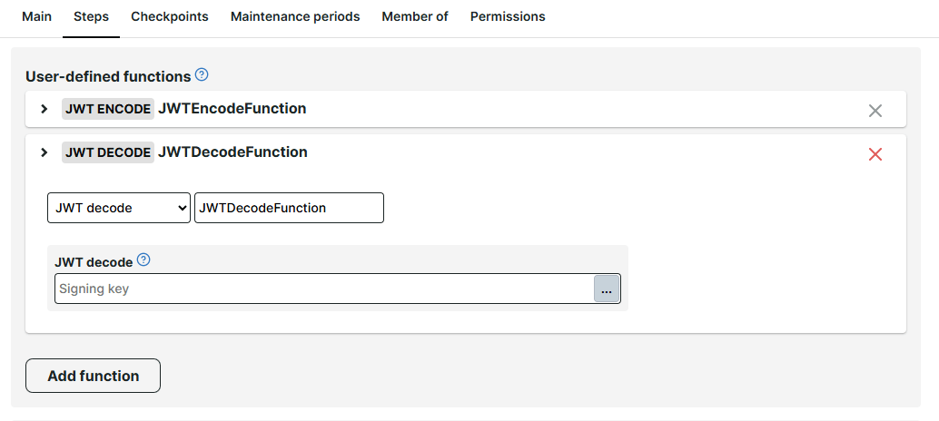 Benutzerdefinierte Funktionen: JWT Encode und JWT Decode