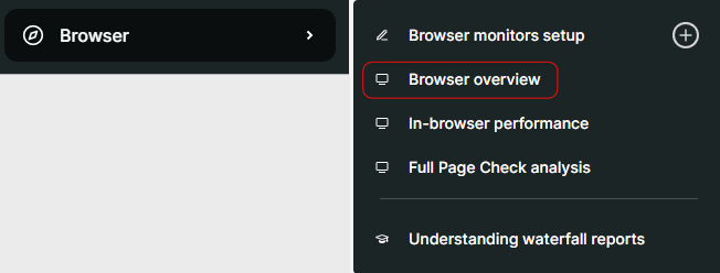 Screenshot Menü Browser Übersicht