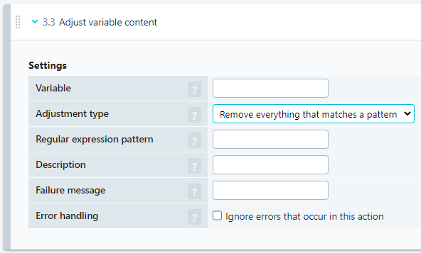 Screenshot Aktion Variable anpassen bei Transaktion