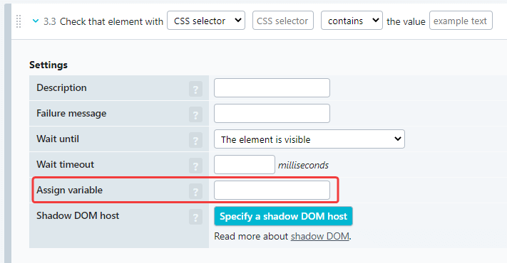 Screenshot Übernahme der Variable in einer Prüfung