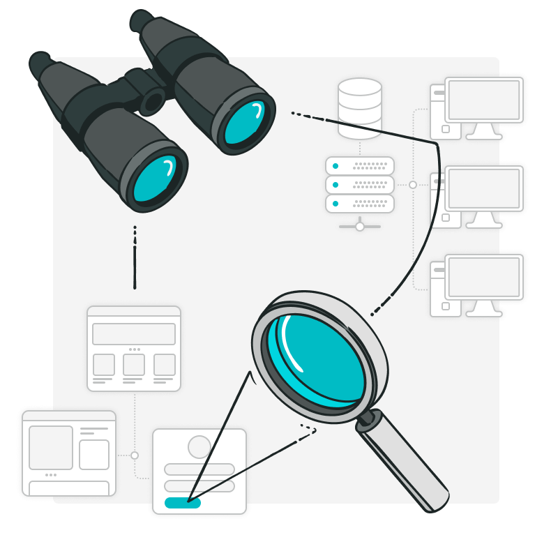 Unterschied zwischen Monitoring und Observability: Fernglas und Spiegel.